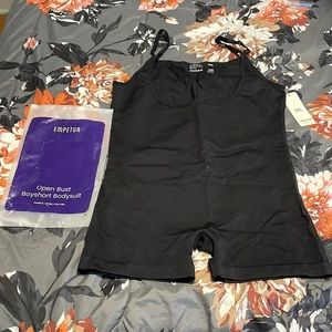 Open bust boyshort bodysuit
